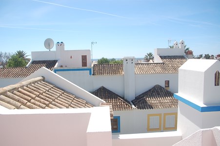 Villa in Quinta Velha, view from the terrace towards the sea at Cabanas de Tavira